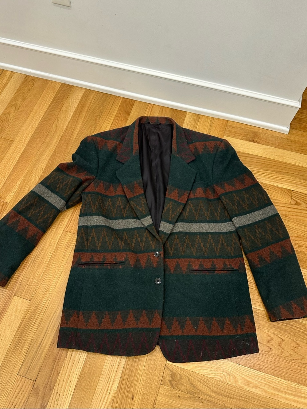 Vintage 80’s Men's Patterned Wool-Blend Blazer Falcone Aztec Southwestern